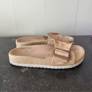 Vince Grant Slide Buckle Suede Sandals